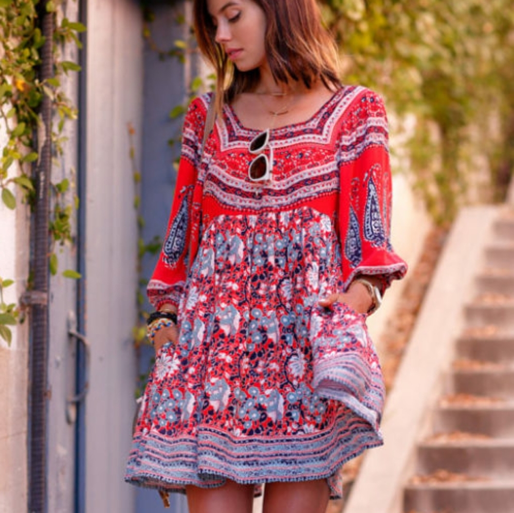 Free People Paisley Open-back Dress
